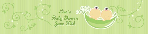  Twins Two Peas in a Pod Asian - Personalized Baby Shower Banners 1 Boy 1 Girl