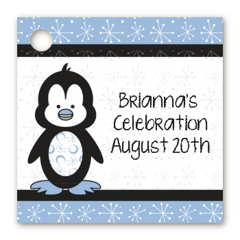 Penguin Blue - Personalized Birthday Party Card Stock Favor Tags