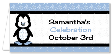 Penguin Blue - Personalized Baby Shower Place Cards