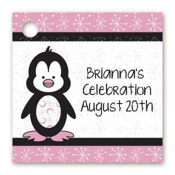 Penguin Pink - Personalized Baby Shower Card Stock Favor Tags