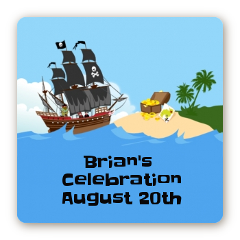 Pirate Ship - Square Personalized Birthday Party Sticker Labels