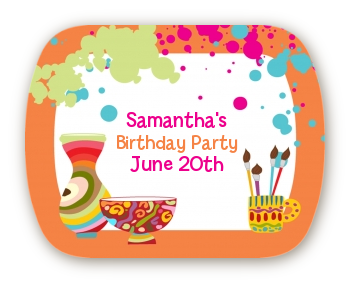Pottery Painting - Personalized Birthday Party Rounded Corner Stickers
