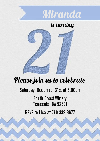  21st Birthday Chevron Pattern - Birthday Party Invitations Pink