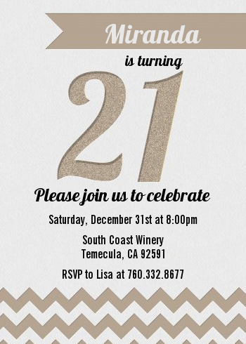  21st Birthday Chevron Pattern - Birthday Party Invitations Pink