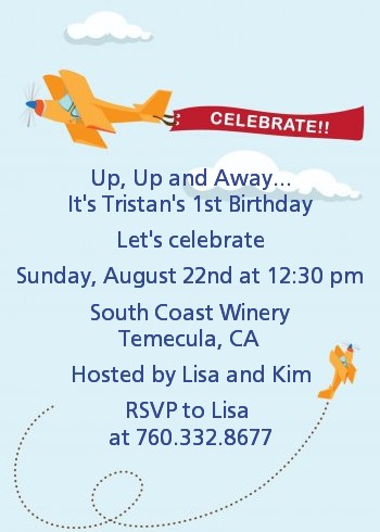 Airplane in the Clouds - Birthday Party Invitations