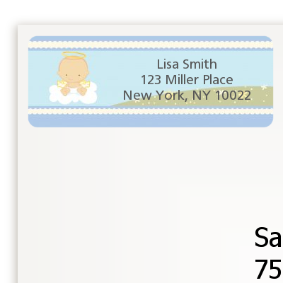  Angel in the Cloud Boy - Baby Shower Return Address Labels Caucasian