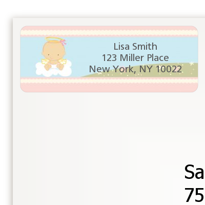  Angel in the Cloud Girl - Baby Shower Return Address Labels Caucasian