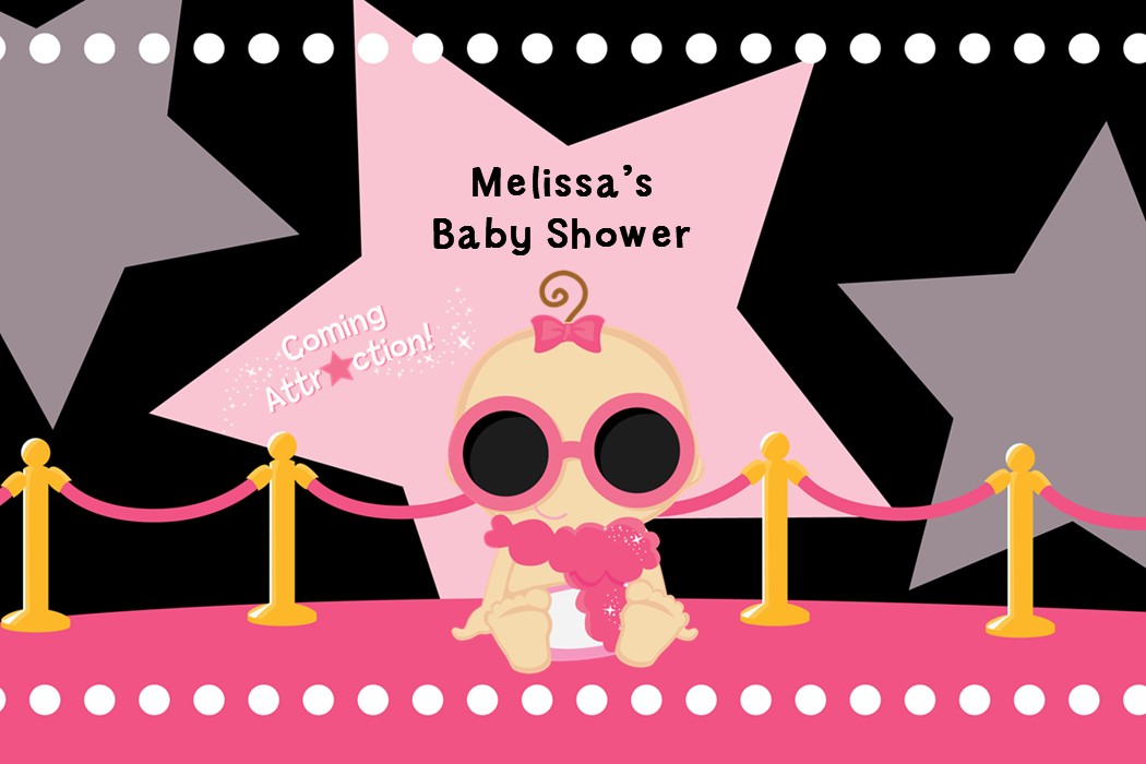  A Star Is Born!® Hollywood Black|Pink - Personalized Baby Shower Placemats Brown Hair