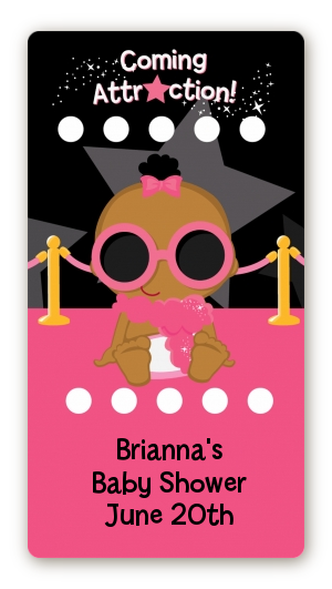  A Star Is Born Hollywood Black|Pink - Custom Rectangle Baby Shower Sticker/Labels Caucasian Girl