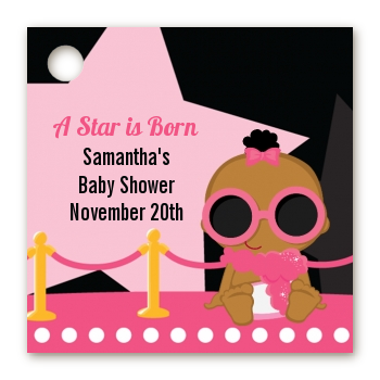  A Star Is Born Hollywood Black|Pink - Personalized Baby Shower Card Stock Favor Tags Blonde Hair