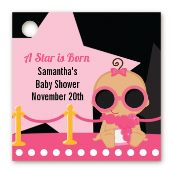  A Star Is Born Hollywood Black|Pink - Personalized Baby Shower Card Stock Favor Tags Blonde Hair