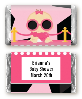  A Star Is Born Hollywood Black|Pink - Personalized Baby Shower Mini Candy Bar Wrappers African American