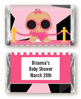  A Star Is Born Hollywood Black|Pink - Personalized Baby Shower Mini Candy Bar Wrappers African American