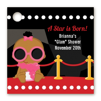  A Star Is Born!® Hollywood - Personalized Baby Shower Card Stock Favor Tags Caucasian Girl