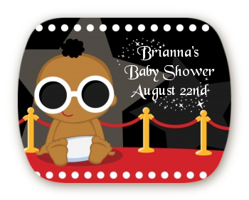  A Star Is Born!® Hollywood - Personalized Baby Shower Rounded Corner Stickers Caucasian Blonde Hair