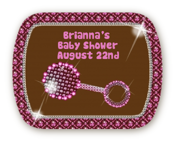 Baby Bling Pink - Personalized Baby Shower Rounded Corner Stickers