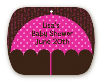 Baby Sprinkle Umbrella Pink - Personalized Baby Shower Rounded Corner Stickers