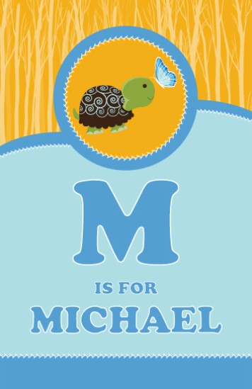 Baby Turtle Blue - Personalized Baby Shower Nursery Wall Art