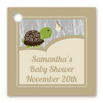 Baby Turtle Neutral - Personalized Baby Shower Card Stock Favor Tags