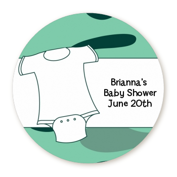  Baby Outfit Camouflage - Round Personalized Baby Shower Sticker Labels Blue