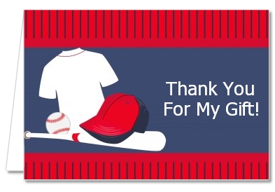 Baseball Jersey Blue and Red - Birthday Party Thank You Cards