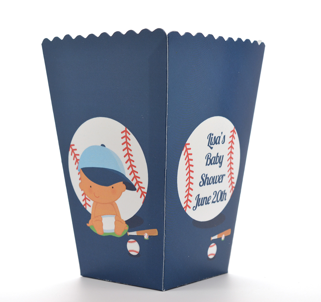  Future Baseball Player - Personalized Baby Shower Popcorn Boxes 