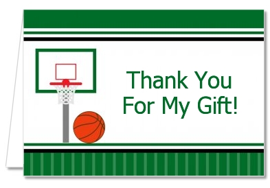 Basketball Jersey Green and White - Birthday Party Thank You Cards