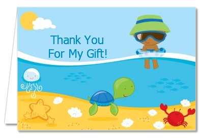 Beach Baby African American Boy - Baby Shower Thank You Cards