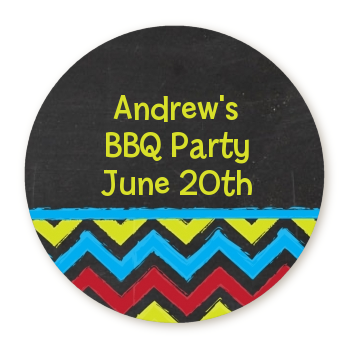  Birthday Boy Chalk Inspired - Round Personalized Birthday Party Sticker Labels 