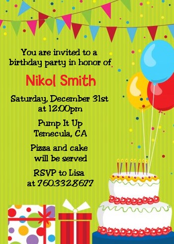 Birthday Cake - Birthday Party Invitations