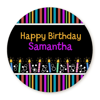  Birthday Wishes - Round Personalized Birthday Party Sticker Labels 