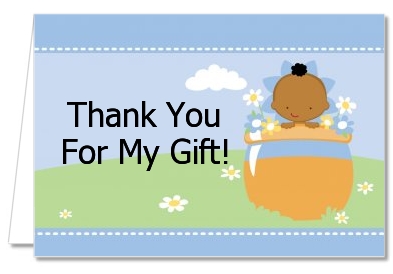 Blooming Baby Boy African American - Baby Shower Thank You Cards