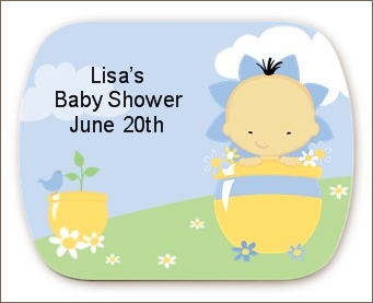 Blooming Baby Boy Asian - Personalized Baby Shower Rounded Corner Stickers