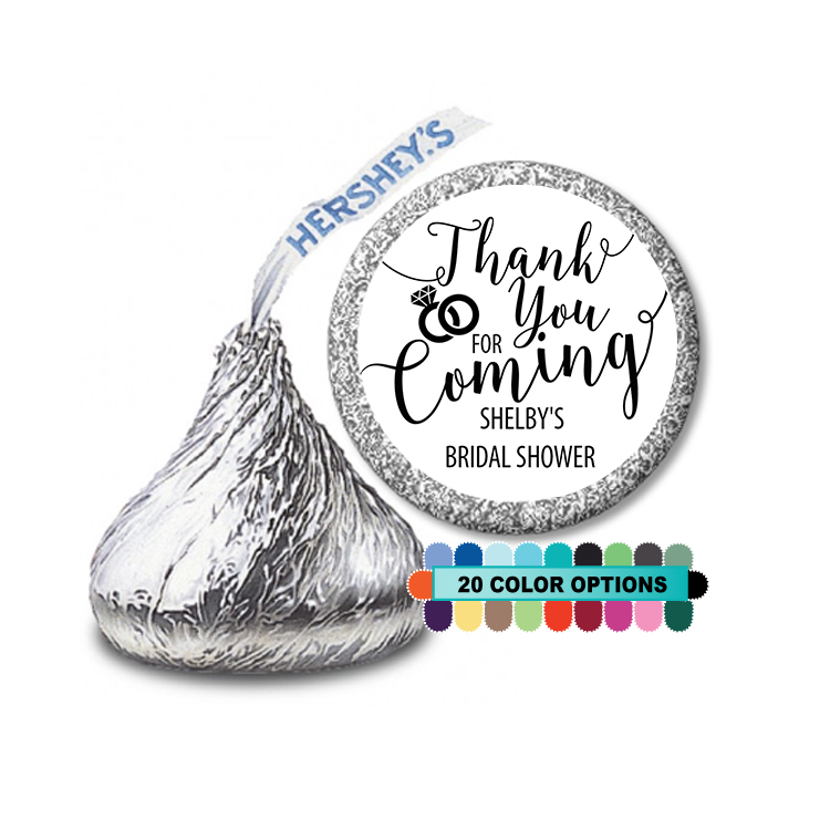  Thank You For Coming - Hershey Kiss Bridal Shower Sticker Labels 