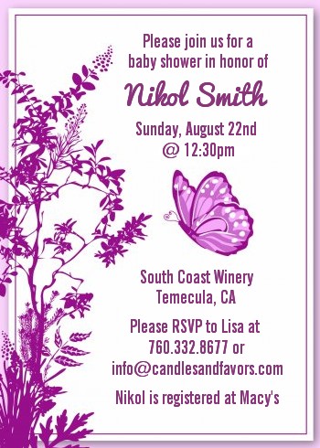 Butterfly - Baby Shower Invitations
