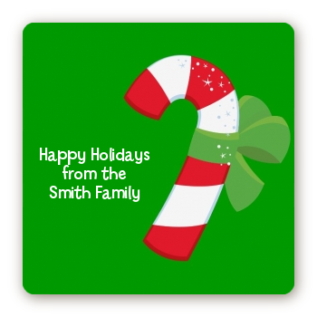 Candy Cane - Square Personalized Christmas Sticker Labels