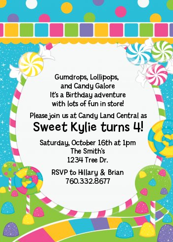 Candy Land Birthday Party Invitations
