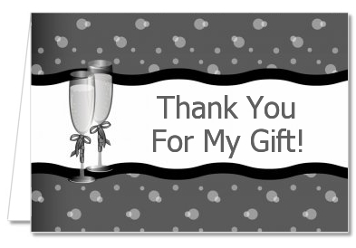 Champagne Glasses - Bridal Shower Thank You Cards