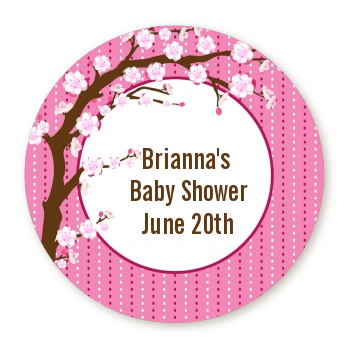  Cherry Blossom - Round Personalized Baby Shower Sticker Labels 
