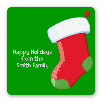  Christmas Stocking - Square Personalized Christmas Sticker Labels Green