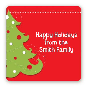 Christmas Tree - Square Personalized Christmas Sticker Labels