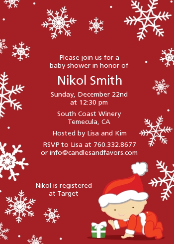  Christmas Baby Snowflakes - Baby Shower Invitations Blue Background