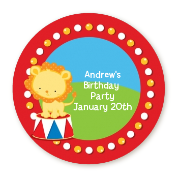  Circus Lion - Round Personalized Birthday Party Sticker Labels 