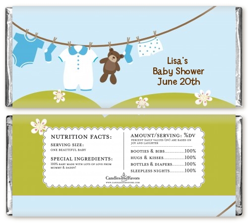 Clothesline It's A Boy Baby Shower Candy Bar | Candles Favors