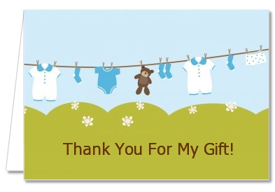 Clothesline It's A Boy - Baby Shower Thank You Cards