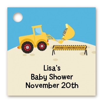 Construction Truck - Personalized Baby Shower Card Stock Favor Tags