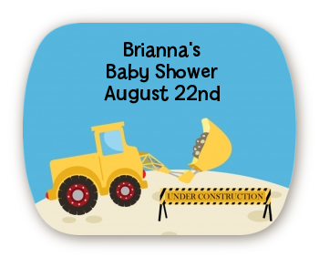 Construction Truck - Personalized Baby Shower Rounded Corner Stickers