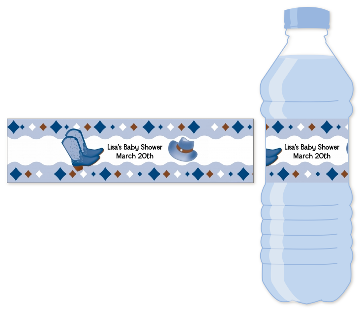 Modern Baby Boy Blue Polka Dots Water Bottle Label
