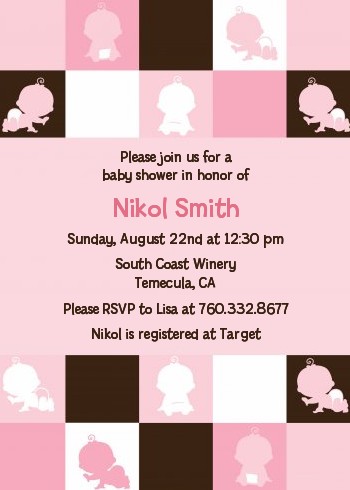 Modern Baby Pink Brown Shower Invitations Candles And Modern Baby Pink Brown Shower Invitations