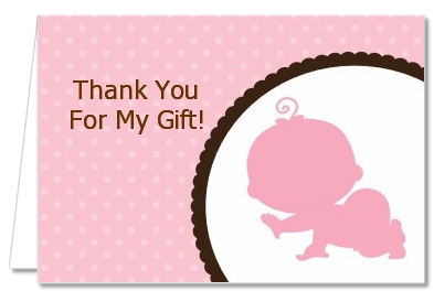 Crawling Baby Girl - Baby Shower Thank You Cards